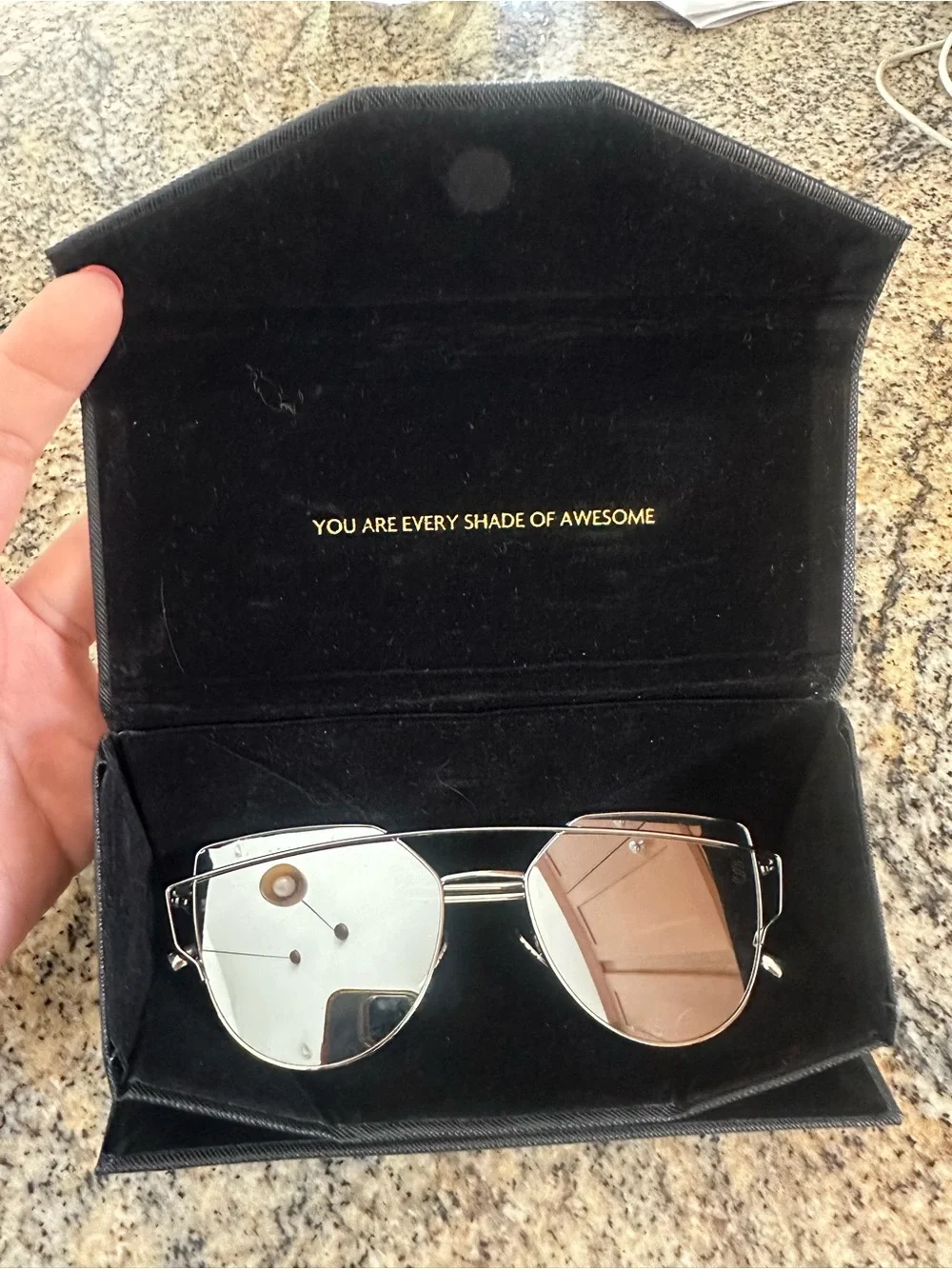 Women's Silver Mirrored Cat-Eye Sunglasses